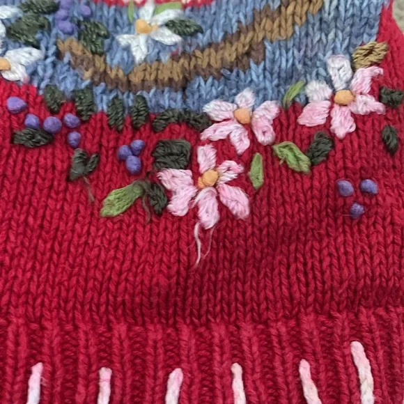 Vintage Knit Red Cat Sweater Size Large Button Front Cardigan - Picture 14 of 16